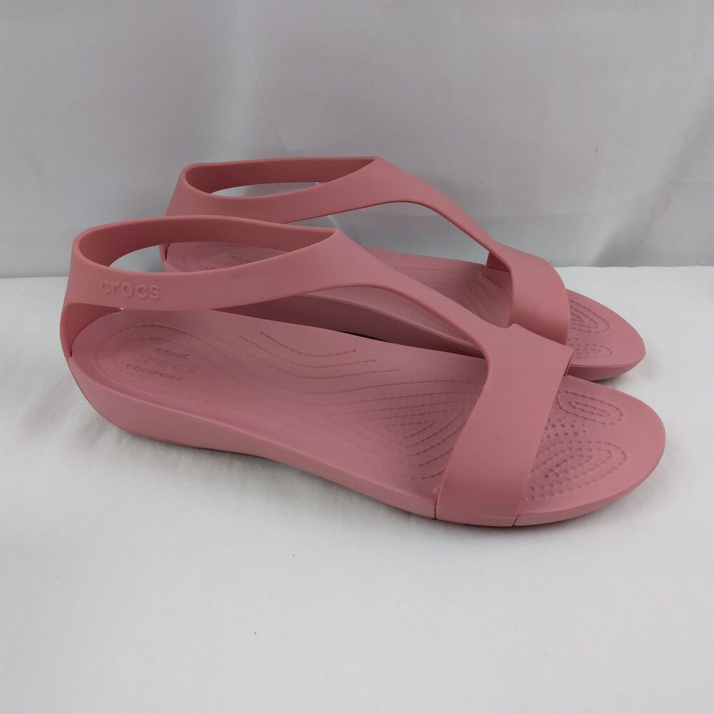 Crocs Serena T-Strap Open Toe Flip Sandal Pink Slingback Casual Women's 10